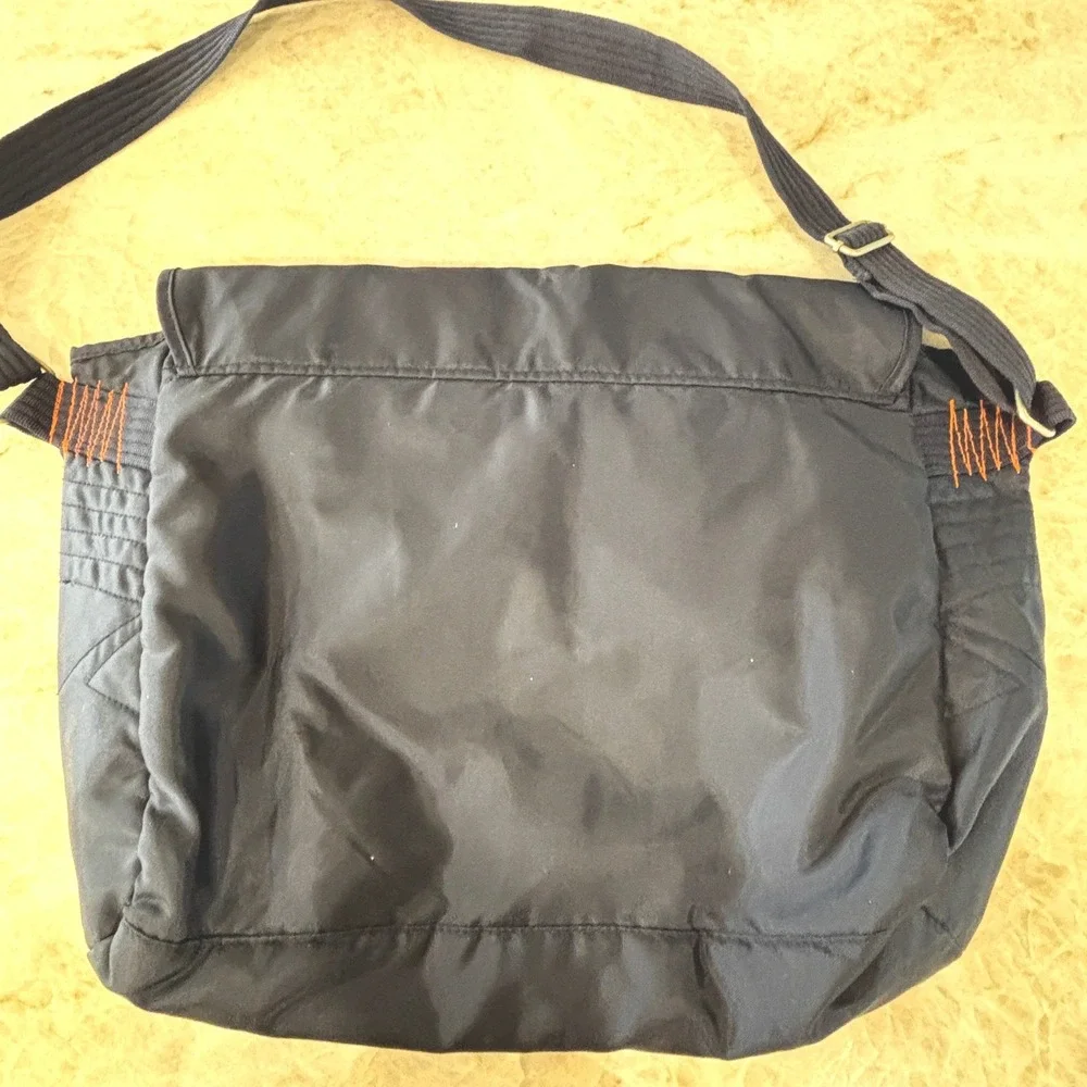 Hugo‎ Boss Vintage Messenger Bag Navy Orange Nylon Crossbody Y2K Utility